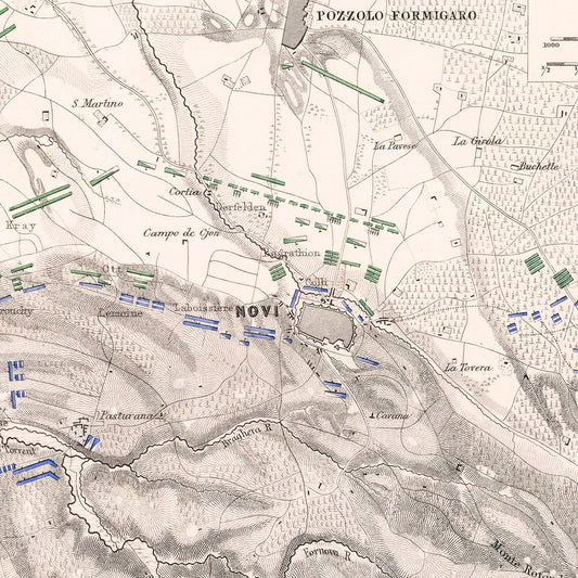 Vintage Map of the Battle of Novi, 1799