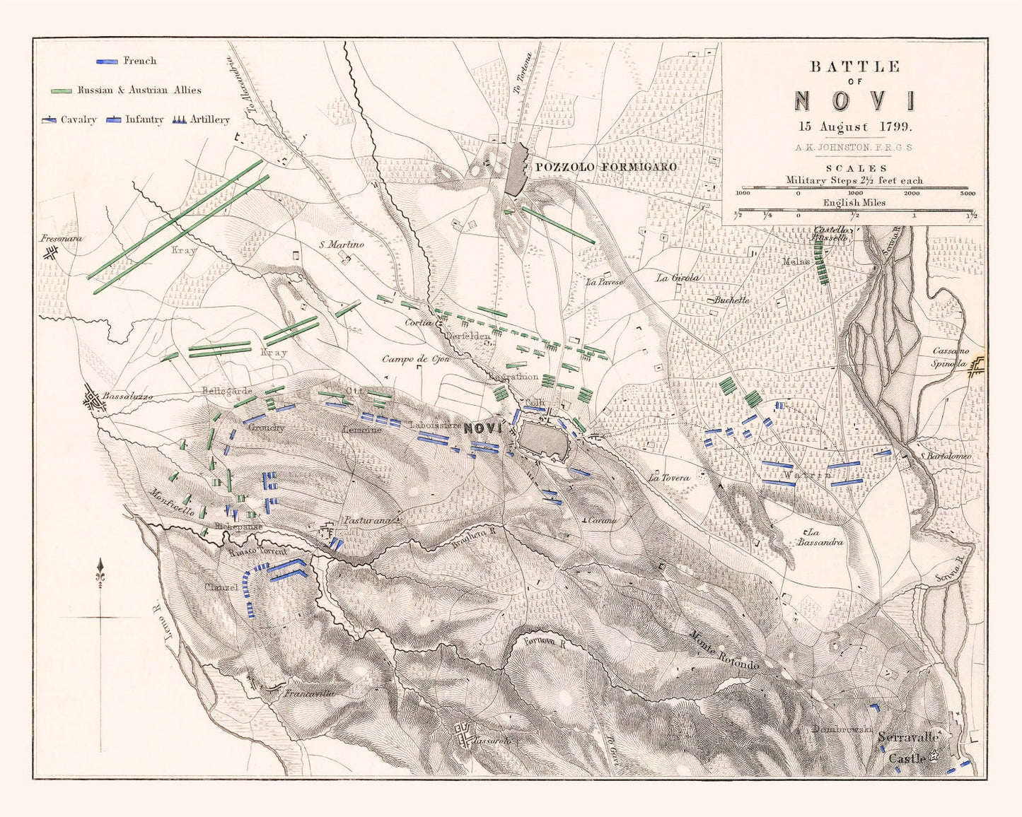 Vintage Map of the Battle of Novi, 1799