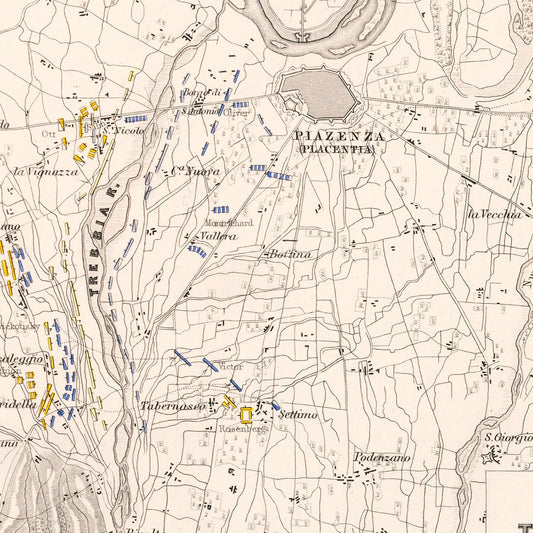 Vintage Map of the Battle of Trebbia, 1799
