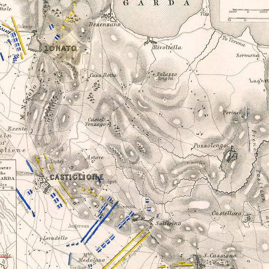 Vintage Map of the Battles of Lonato & Castiglione, 1796