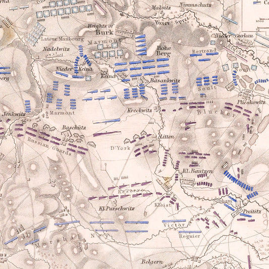 Vintage Map of the Battle of Bautzen, 1813