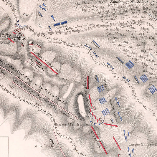 Vintage Map of the Battle of Albuera, 1811