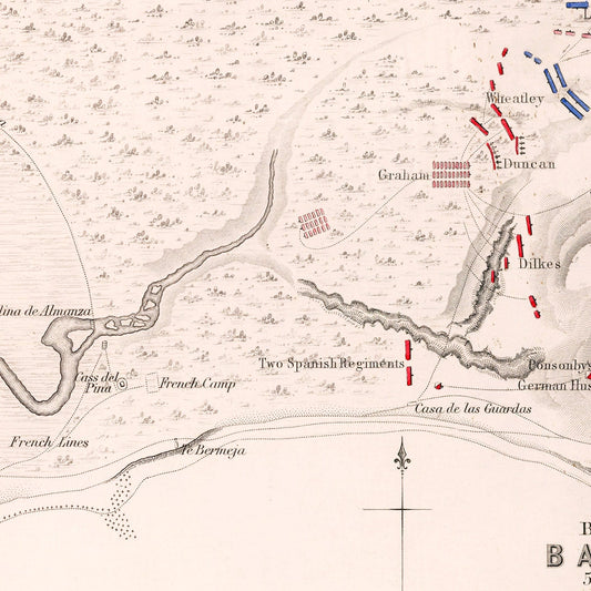 Vintage Map of the Battle of Barrosa, 1811