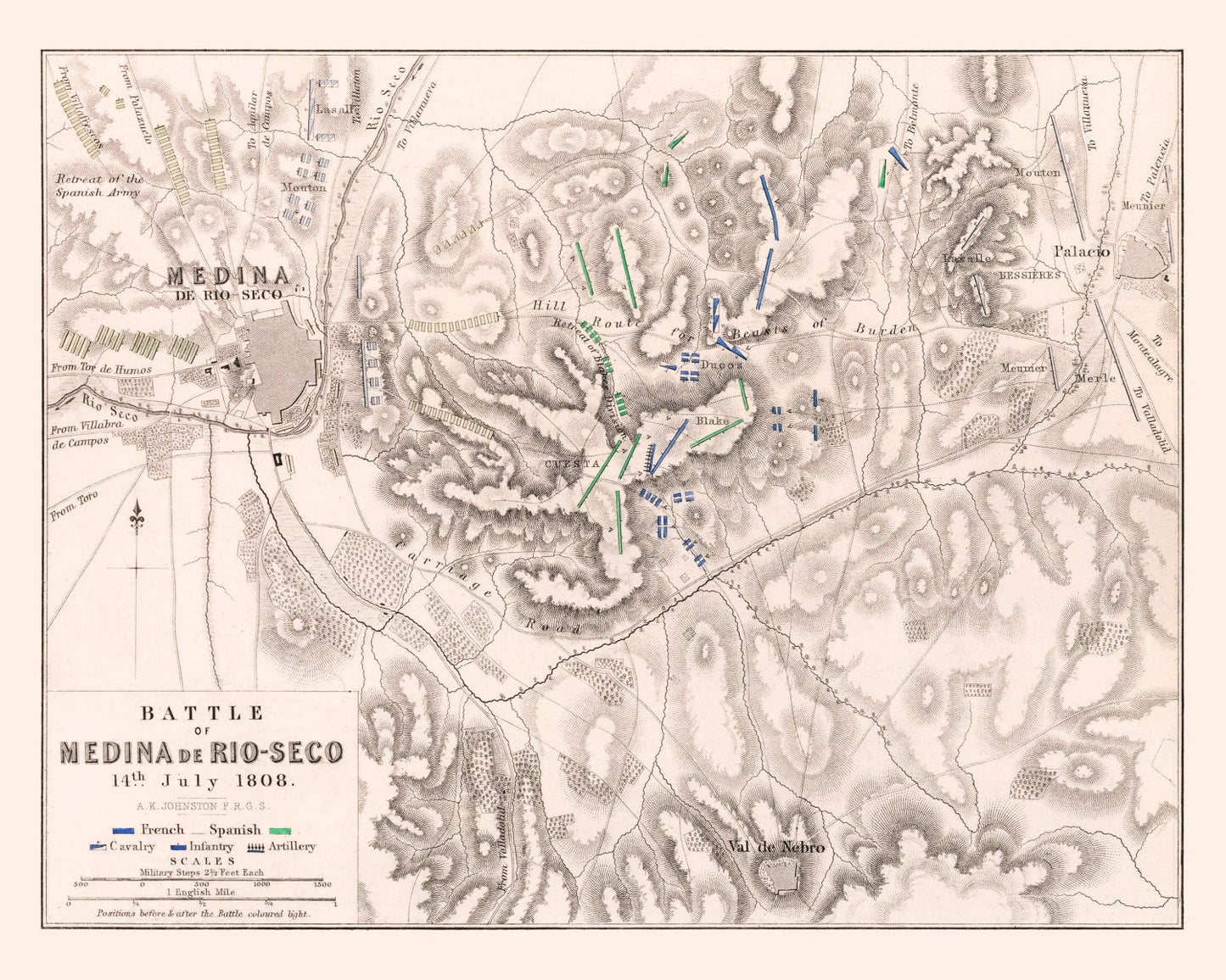 Vintage Map of the Battle of Medina de Rioseco, 1808