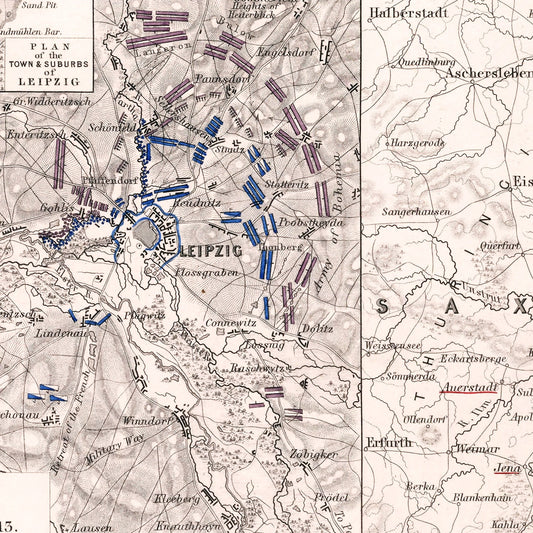 Vintage Map of the Battle of Leipzig, 1813 (II)