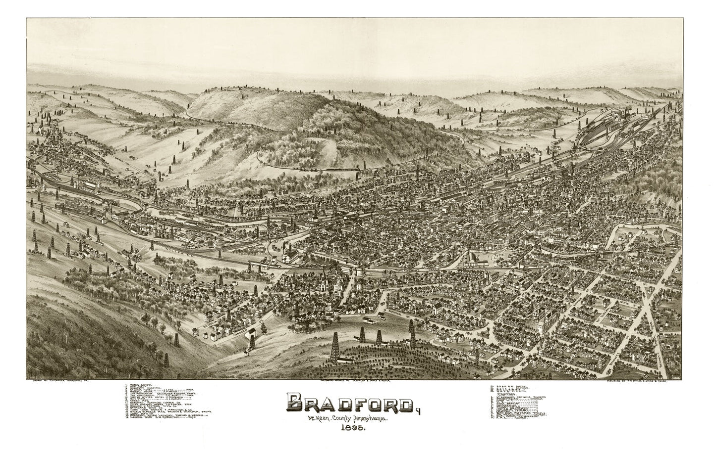 Vintage Map of Bradford, Pennsylvania 1895