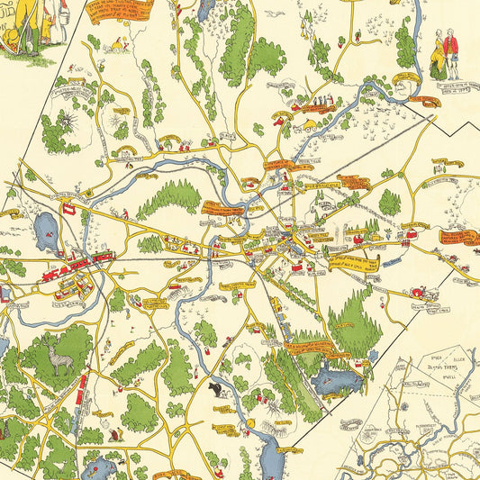 Vintage Map of Concord, Massachusetts, 1928