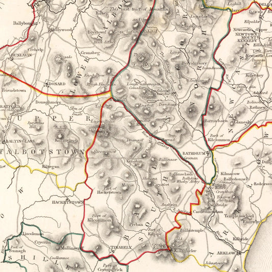 Vintage Map of County Wicklow, Ireland, 1846
