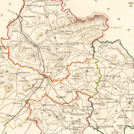 Vintage Map of Tyrone County, Ireland, 1846