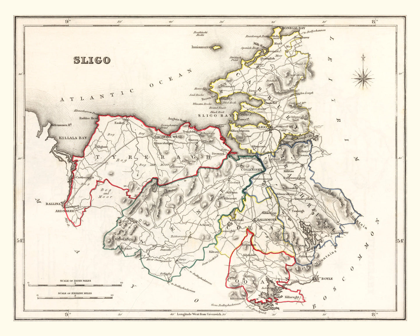 Vintage Map of Sligo County, Ireland, 1846