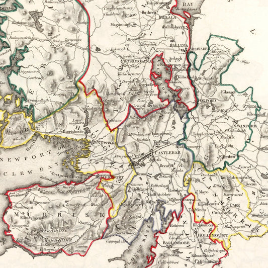 Vintage Map of County Mayo, Ireland, 1846