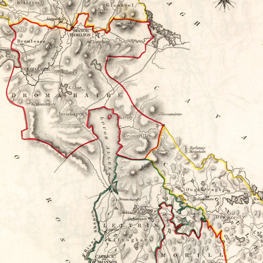 Vintage Map of Leitrim County, Ireland, 1846