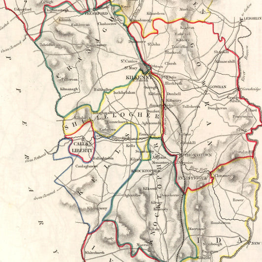 Vintage Map of Kilkenny County, Ireland, 1846