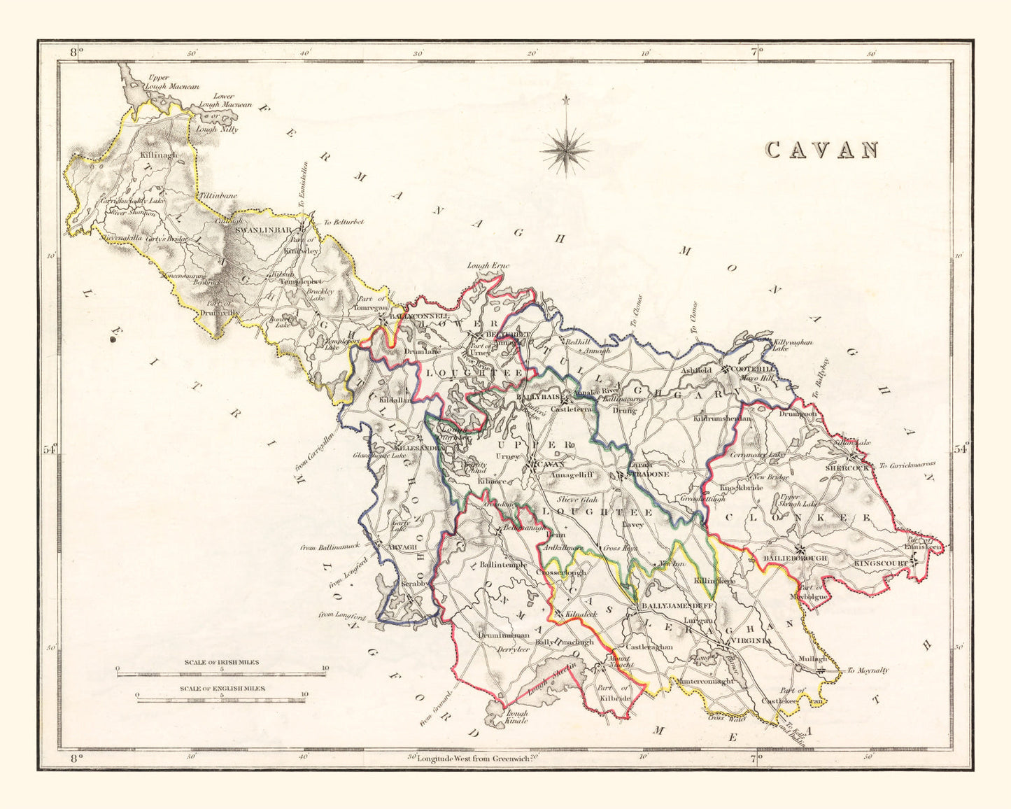 Vintage Map of Cavan County, Ireland, 1846