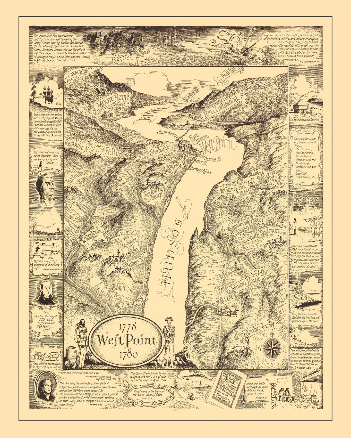 West Point, New York 1943 Vintage Map