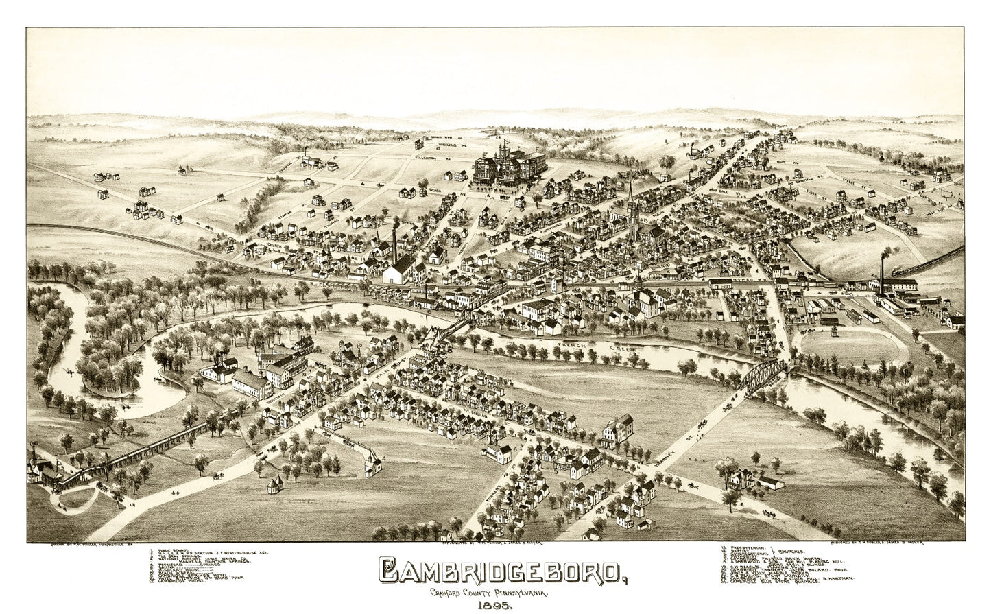 Vintage Map of Cambridgeboro, Pennsylvania, 1895