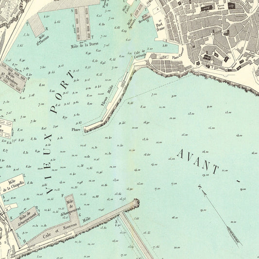 Vintage Map of Genoa, Italy, 1884