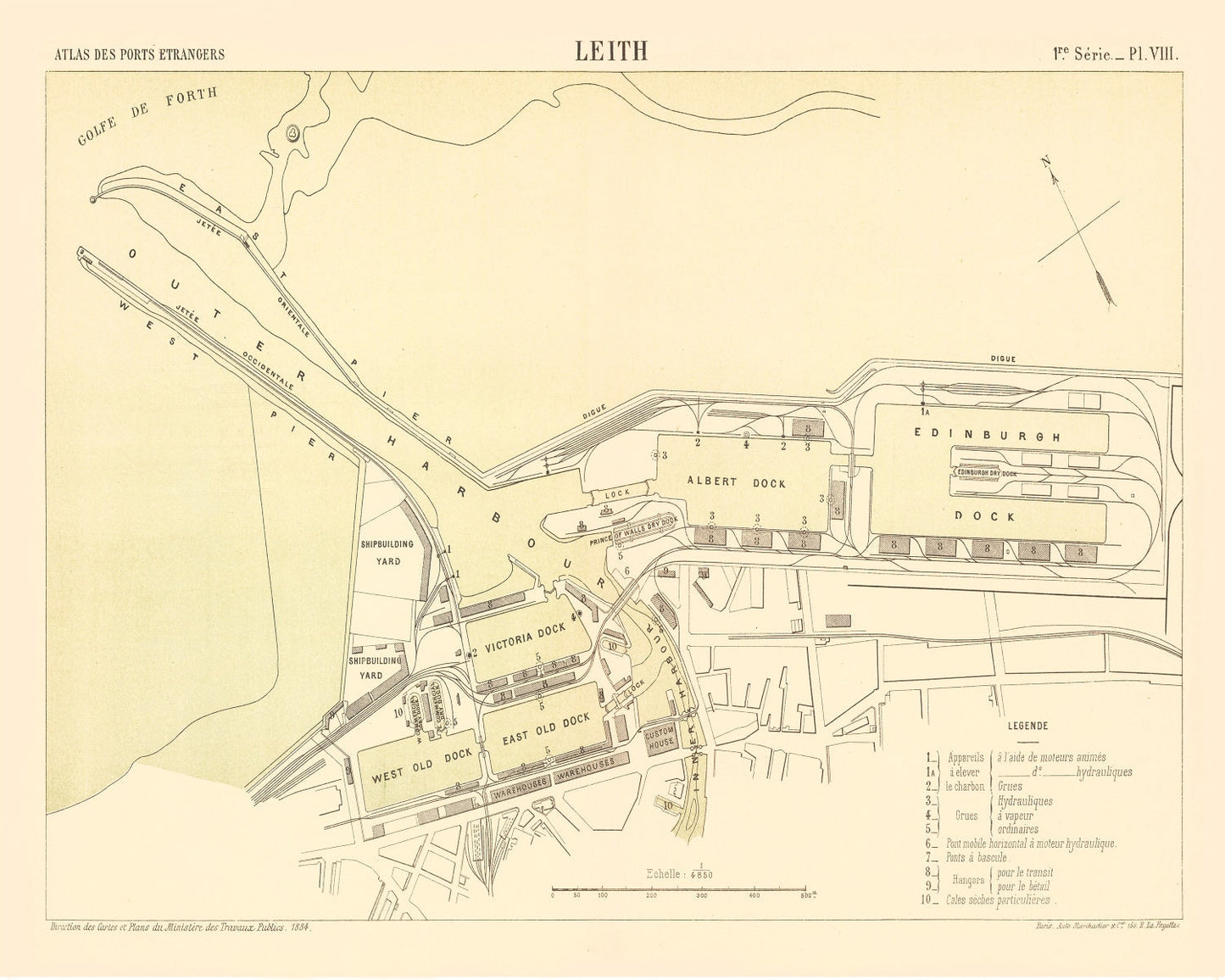 Vintage Map of Edinburgh, Scotland, 1884