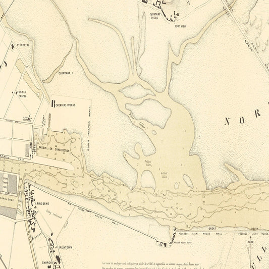 Vintage Map of Dublin, Ireland, 1884