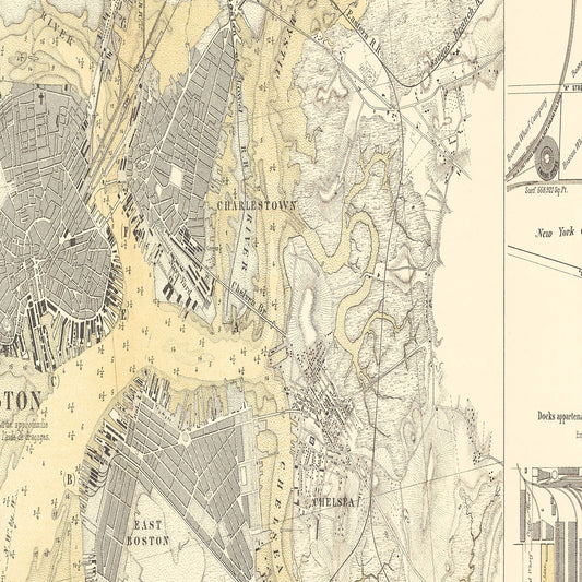 Vintage Map of Boston, Massachusetts 1884