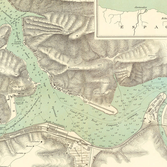 Vintage Map of Pasaia, Spain, 1888