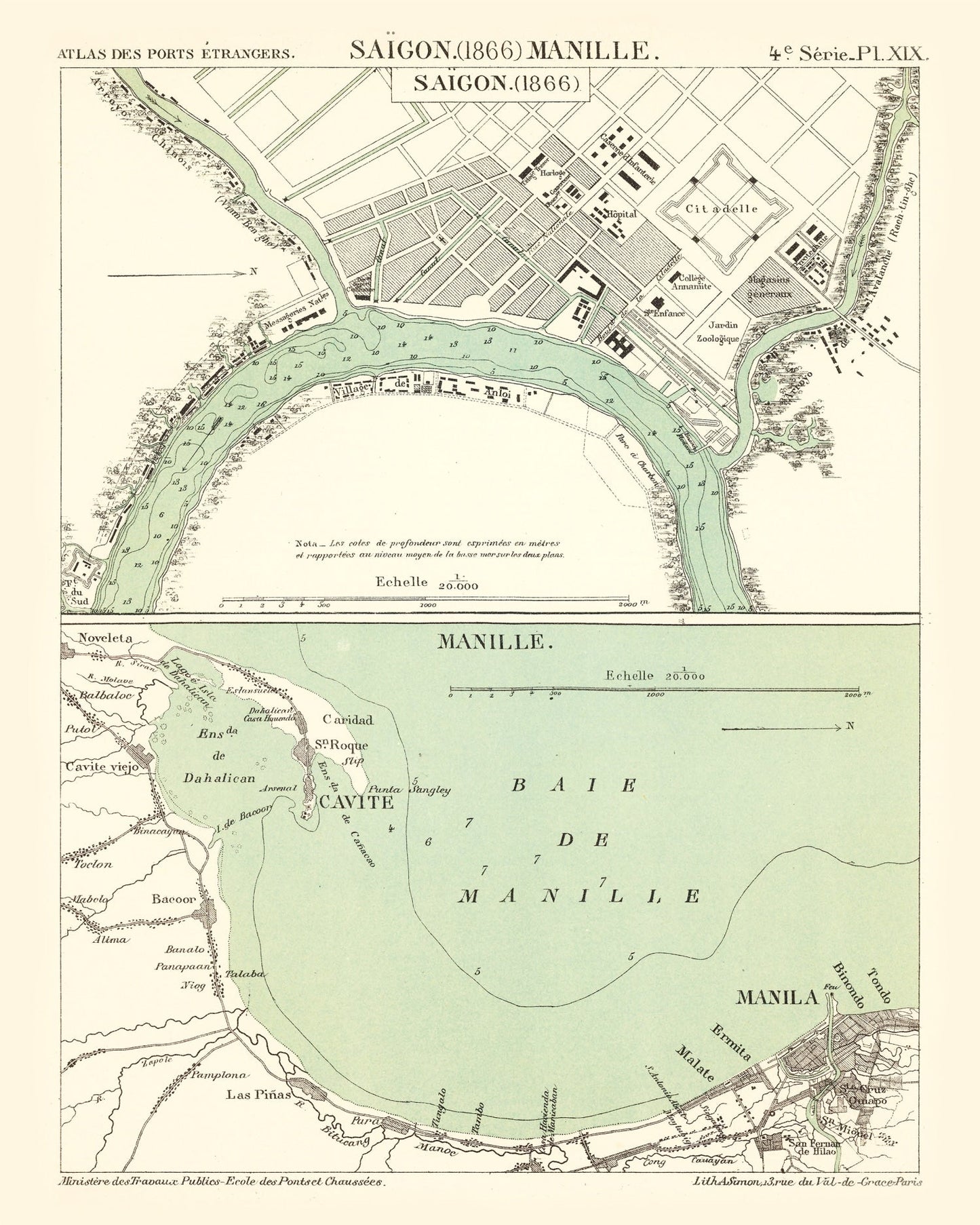 Vintage Map of Ho Chi Minh City, Vietnam, 1866