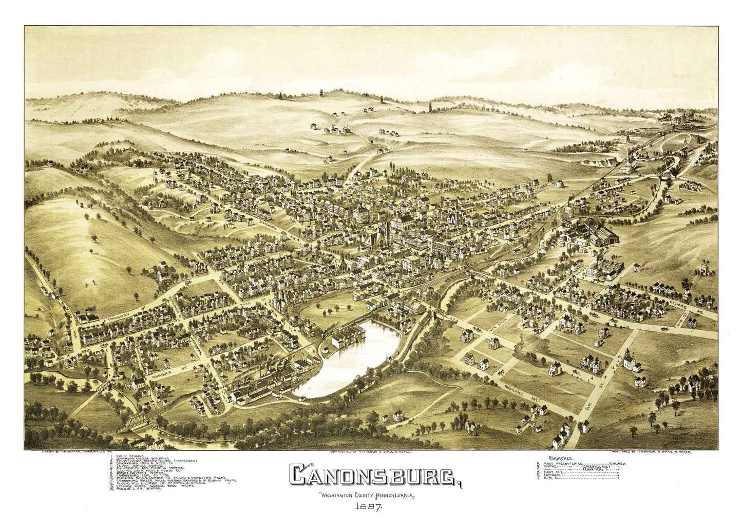 Vintage Map of Canonsburg, Pennsylvania, 1897