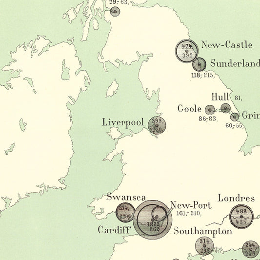 Vintage Map of British Isles 1886 Wall Art