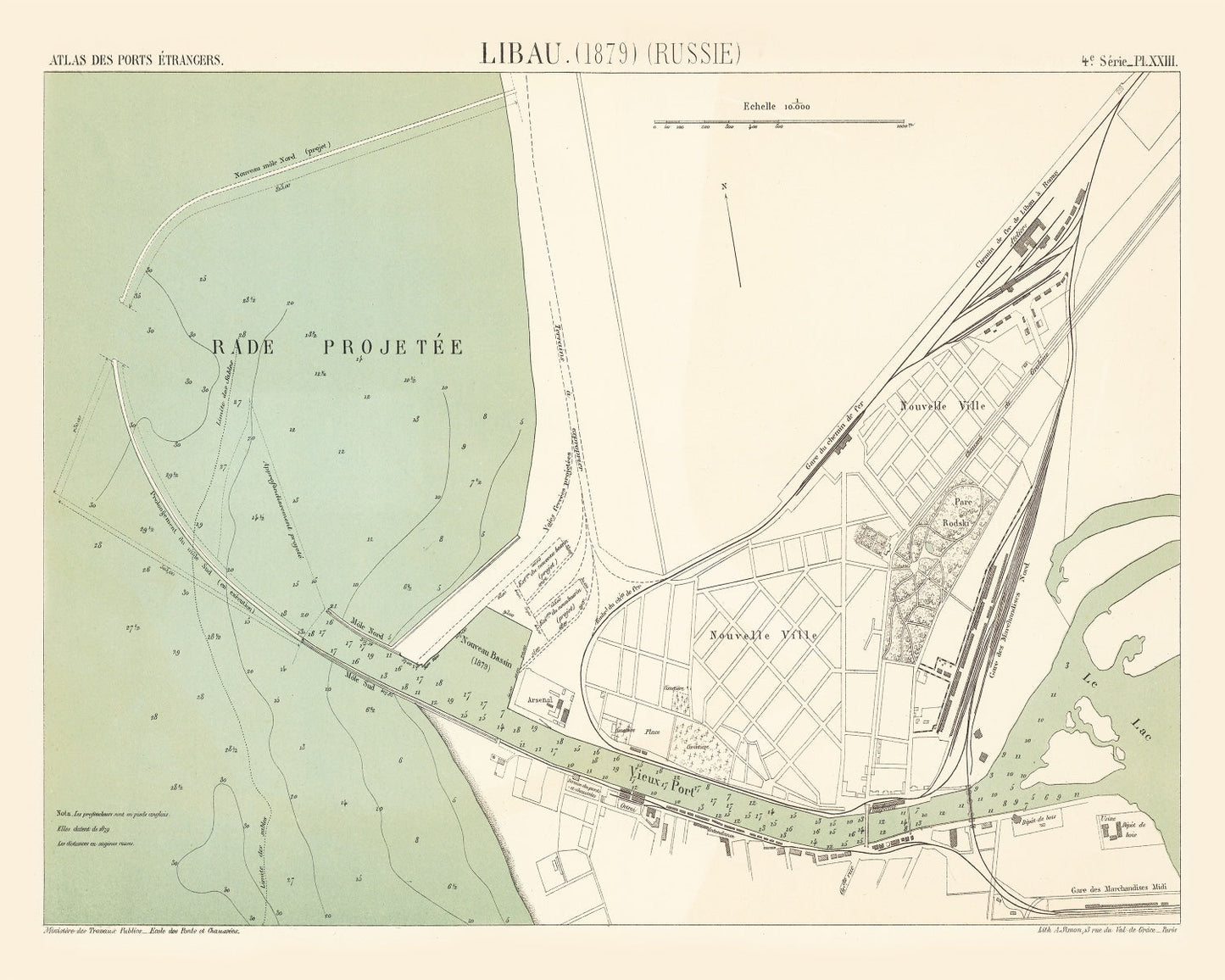 Vintage Map of Liepaja, Latvia, 1879