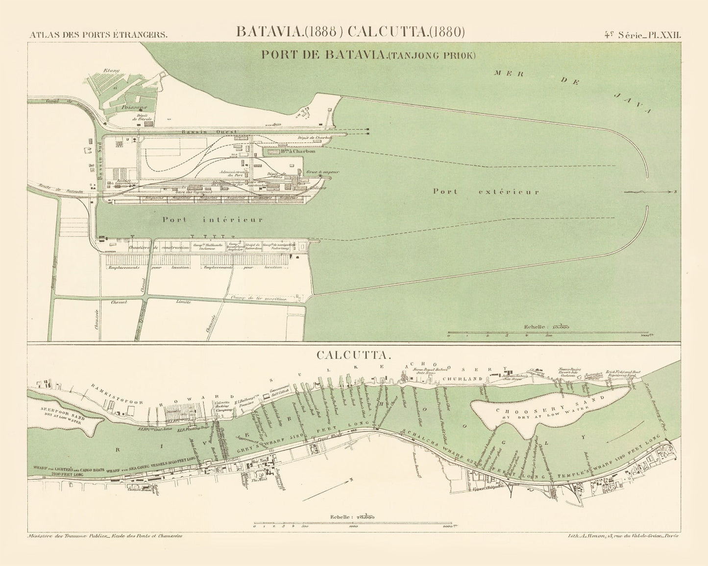 Vintage Map of Jakarta, Indonesia, 1888