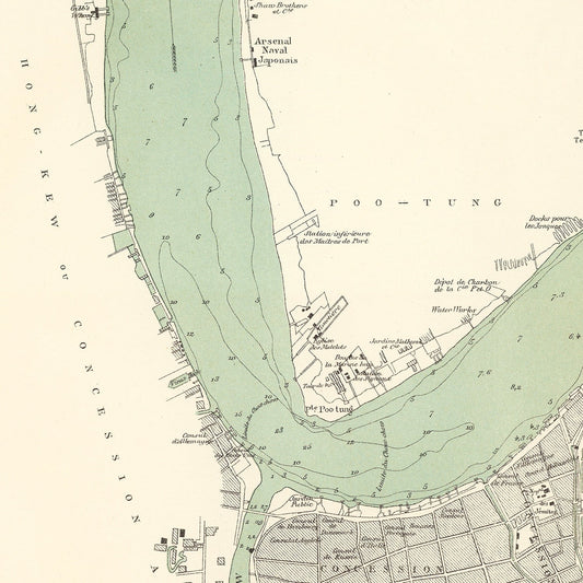 Vintage Map of Shanghai, China, 1880