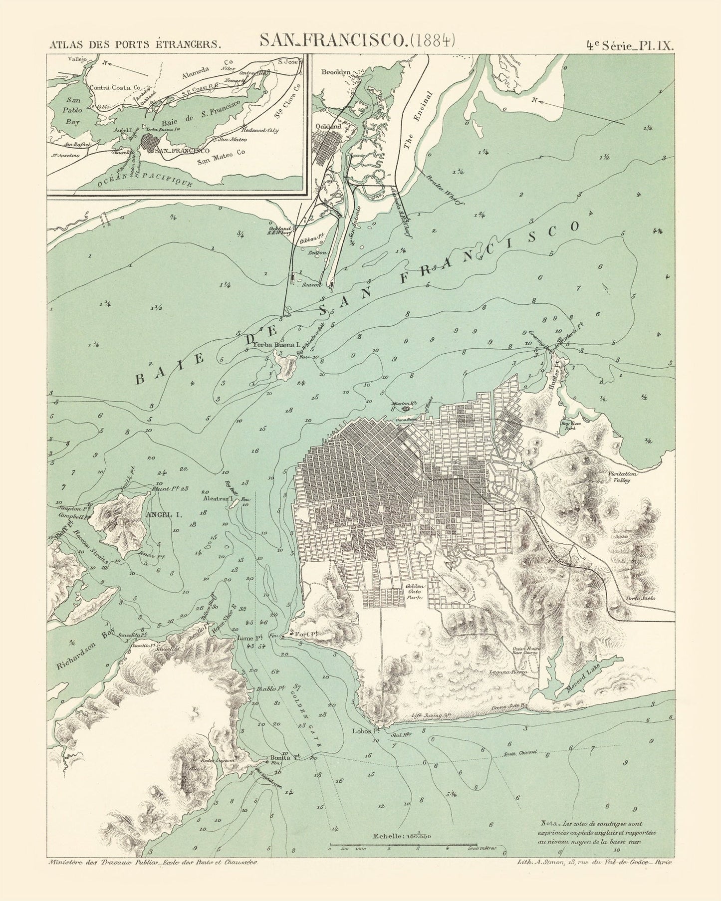 Vintage Map of San Francisco, California, 1884 III
