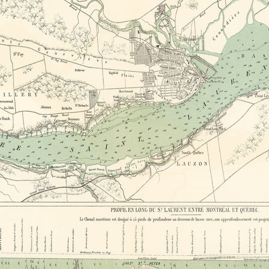 Vintage Map of Quebec, Canada, 1882