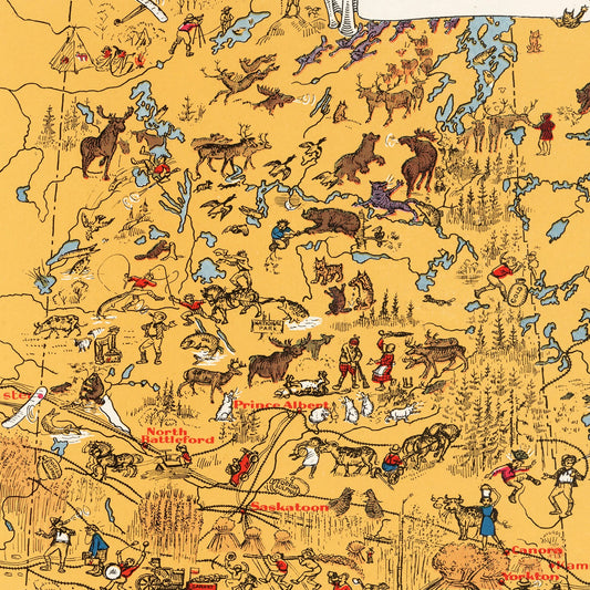 Vintage Map of Saskatchewan, Canada, 1929
