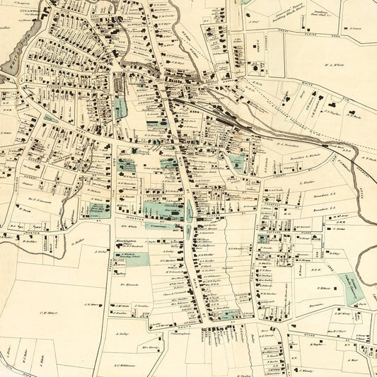 Vintage Map of Danbury, Connecticut, 1867