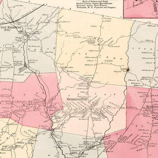 Vintage Map of Georgetown, Connecticut, 1867