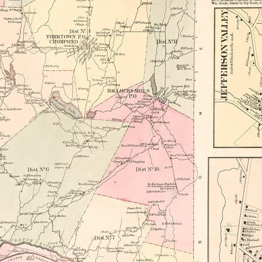 Vintage Map of Jefferson Valley, New York, 1867