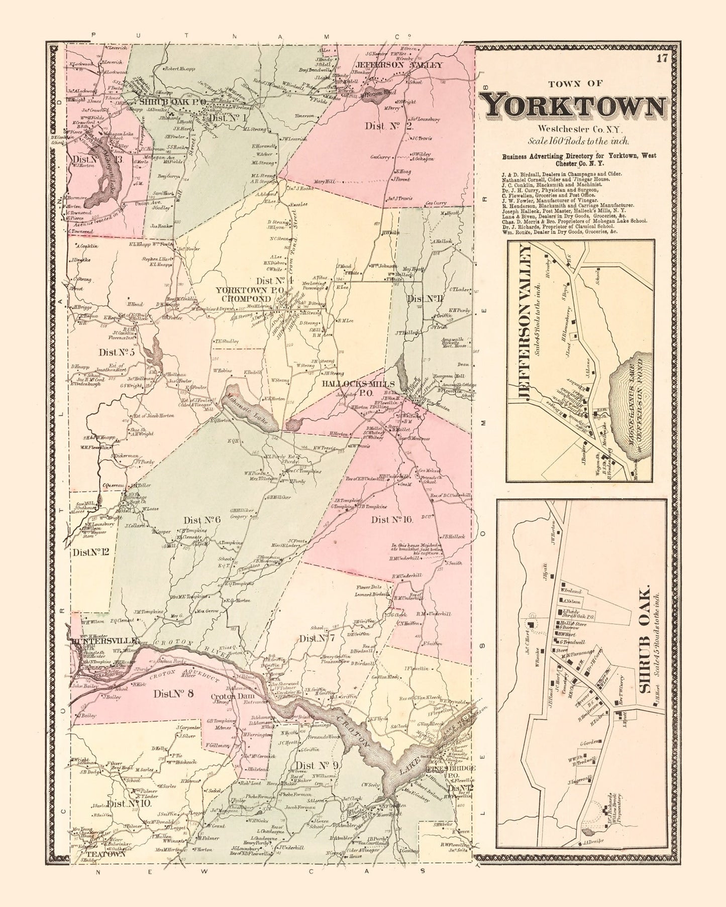Vintage Map of Jefferson Valley, New York, 1867