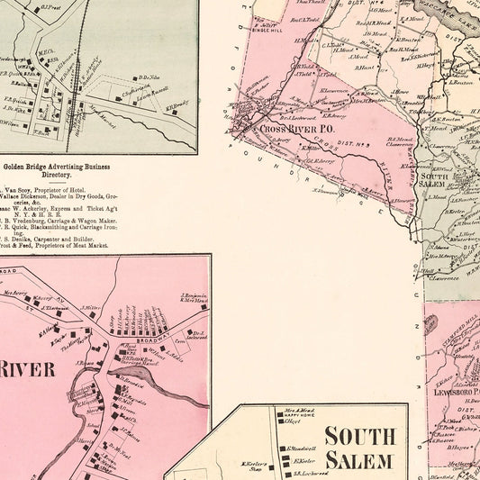 Vintage Map of Golden's Bridge, New York, 1867