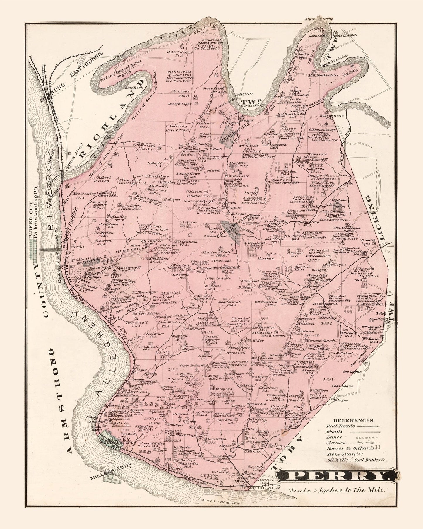 Vintage Map of Perry, Pennsylvania, 1877