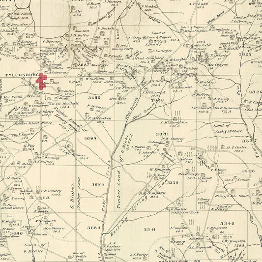 Vintage Map of Farmington, Pennsylvania, 1877