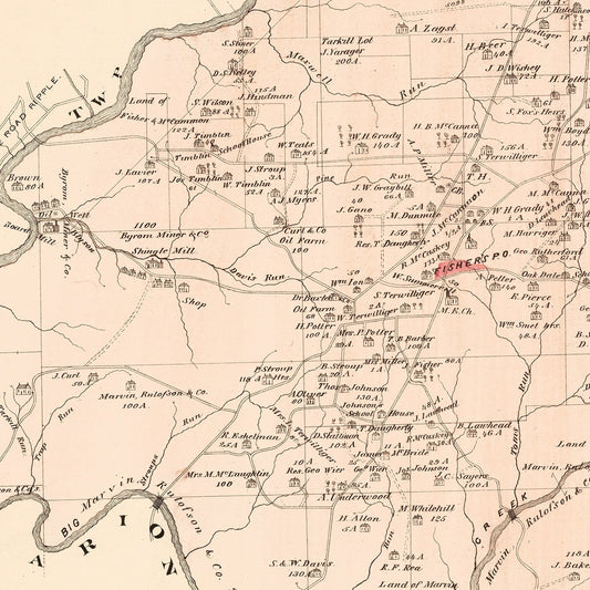 Vintage Map of Millcreek, Pennsylvania, 1877