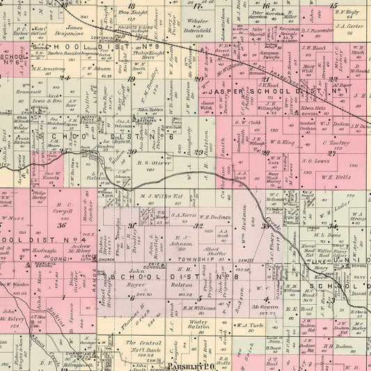 Vintage Map of Union Township, Jasper County, Missouri, 1895