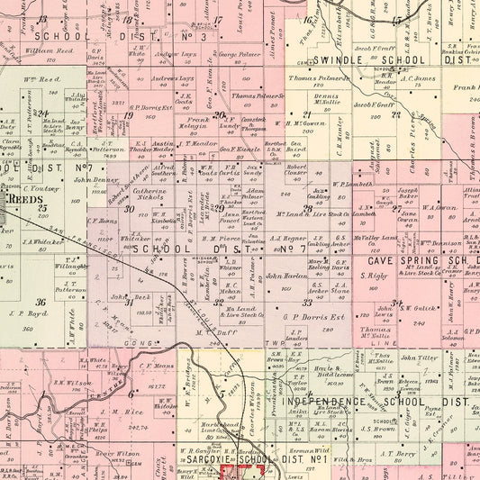Vintage Map of Jasper County, Missouri, 1895
