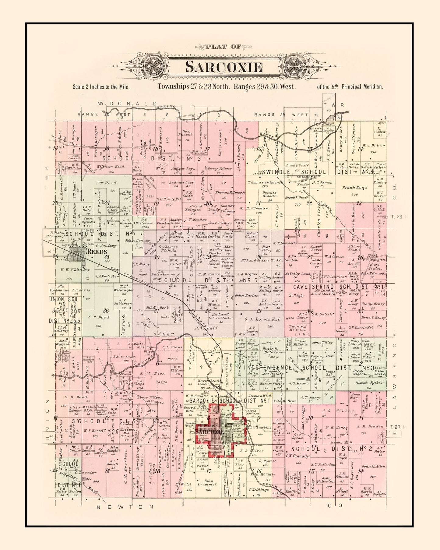 Vintage Map of Jasper County, Missouri, 1895