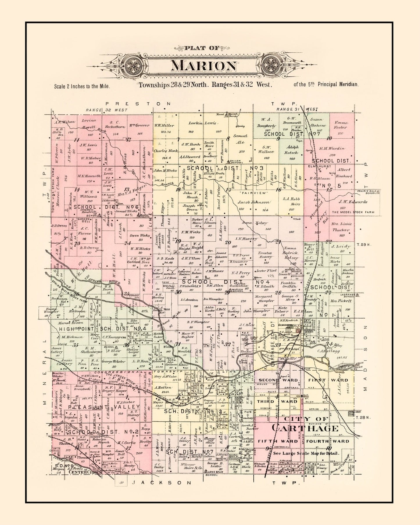 Vintage Map of Jasper County, Missouri, 1895