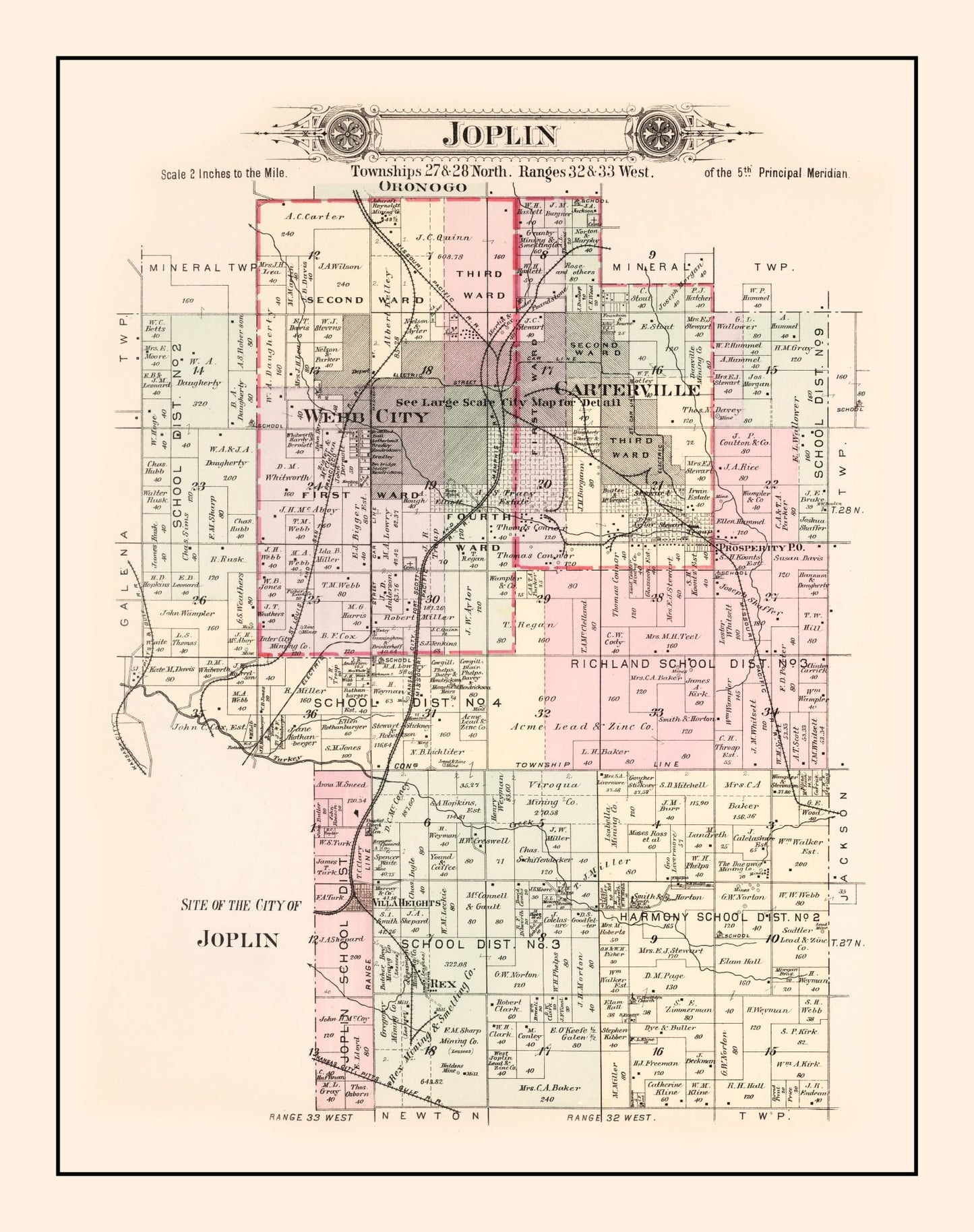 Vintage Map of Joplin Township, Jasper County, Missouri, 1895