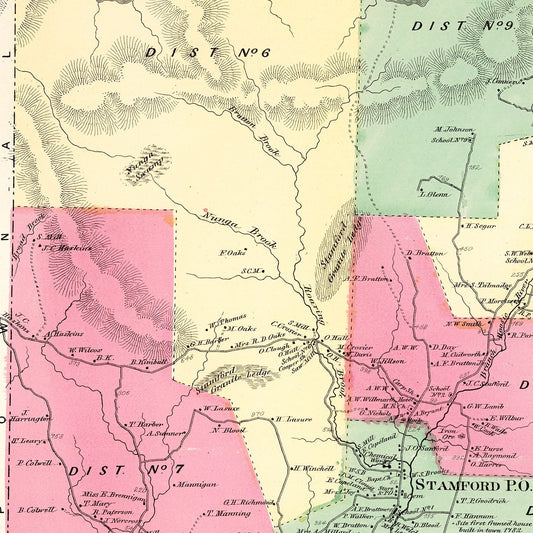 Vintage Map of Stamford Township, Vermont, 1869