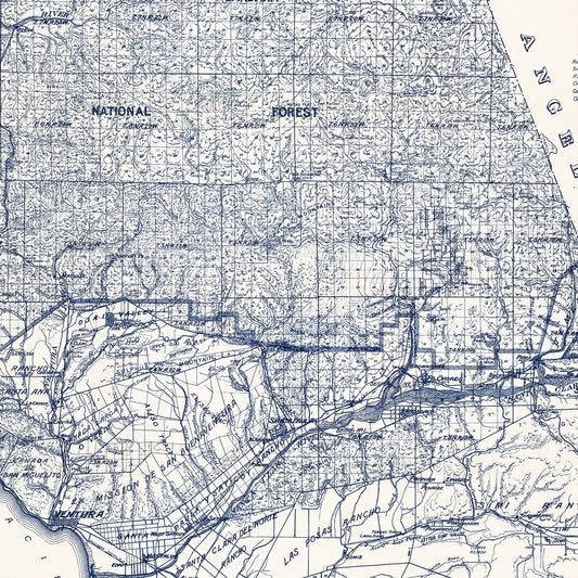 Vintage Map of Ventura County, California, 1913
