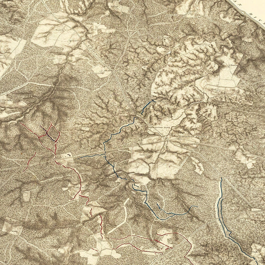 Vintage Wilderness Map of Virginia, 1869
